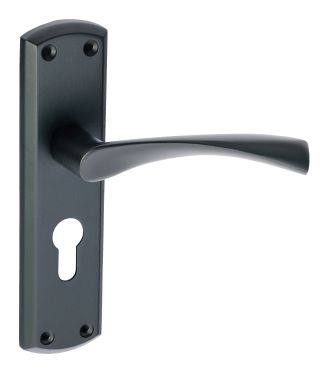 Click Here To Enlarge This Photo Of Eclipse 63724 Matt Black 'Monza' Lever Euro Profile Lock (47.5mm) Set