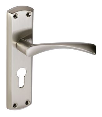 Click Here To Enlarge This Photo Of Eclipse 63728 Satin Nickel 'Monza' Lever Euro Profile Lock (47.5mm) Set