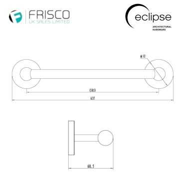 Click Here To Enlarge This Photo Of Eclipse 80001 (800 Series) Polished Chrome Single Towel Rail 600mm