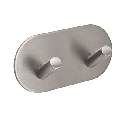 Click Here To Enlarge This Photo Of Eclipse 34735 Satin Stainless Steel Self Adhesive Double Angled Coat Hook