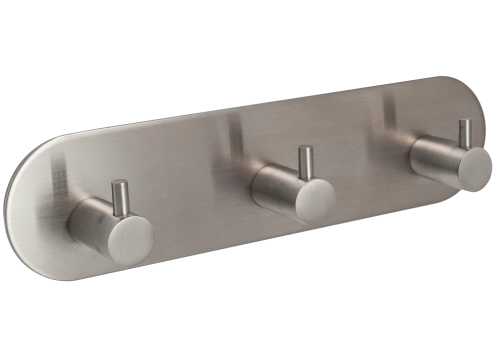 Click Here To Enlarge This Photo Of Eclipse 34739 Satin Stainless Steel Self Adhesive Trio Coat Hook