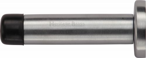 Click Here To Enlarge This Photo Of V1192 64-SC Heritage Brass Projection Door Stop 64mm (75mm projection inc buffer) Satin Chrome Finish