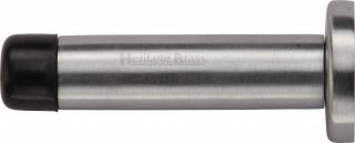 V1192 64-SC Heritage Brass Projection Door Stop 64mm (75mm projection inc buffer) Satin Chrome Finish