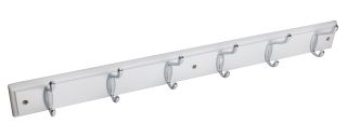 Eclipse 94502 Polished Chrome Hat & Hooks (6) on White Board 680mm x 70mm