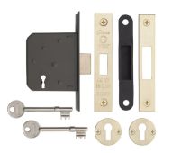 Eclipse 71016 76mm CE Fire Rated 3 Lever Mortice Deadlock - Polished Brass