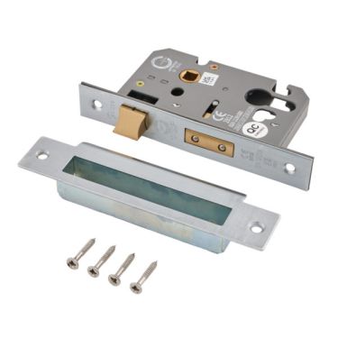 Click Here To Enlarge This Photo Of Eclipse 71093 63mm CE Fire Rated Euro Profile Sashlock - Satin Chrome