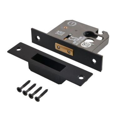 Click Here To Enlarge This Photo Of Eclipse 71522 63mm CE Fire Rated Euro Profile Deadlock - Matt Black