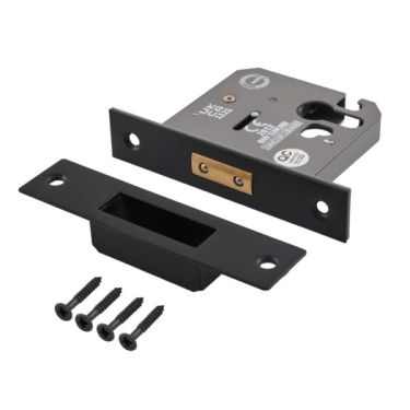 Click Here To Enlarge This Photo Of Eclipse 71523 76mm CE Fire Rated Euro Profile Deadlock - Matt Black