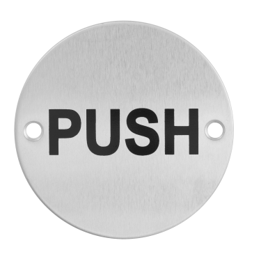 Click Here To Enlarge This Photo Of Eclipse 34690 Satin Stainless Steel 76mm Circular 'Push' Symbol
