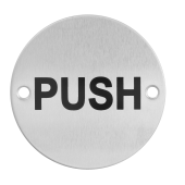 Eclipse 34690 Satin Stainless Steel 76mm Circular 'Push' Symbol