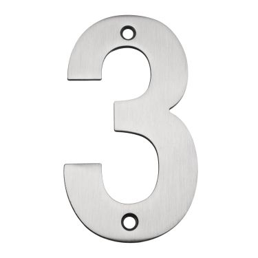 Click Here To Enlarge This Photo Of Eclipse 34723 Satin Stainless Steel (G304) 102mm Face Fix Numeral 3