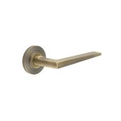 BUR10KIT2 Frelan Hardware Burlington Mayfair Door Handles on Chamfered Rose Antique Brass