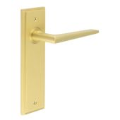 BUR10KIT242 Frelan Hardware Burlington Mayfair Door Handles on Latch Backplate Satin Brass