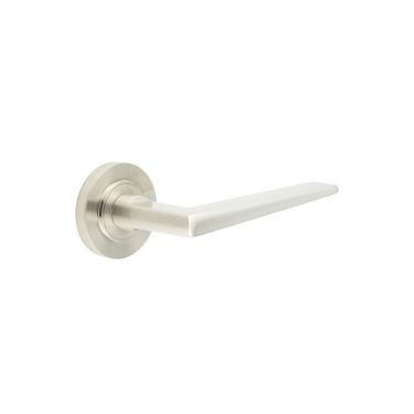 Click Here To Enlarge This Photo Of BUR10KIT313 Frelan Hardware Burlington Mayfair Door Handles on Plain Rose Satin Nickel