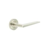 BUR10KIT315 Frelan Hardware Burlington Mayfair Door Handles on Stepped Rose Satin Nickel