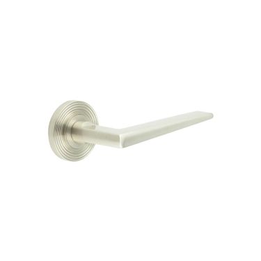 Click Here To Enlarge This Photo Of BUR10KIT316 Frelan Hardware Burlington Mayfair Door Handles on Reeded Rose Satin Nickel
