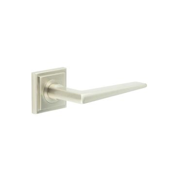 Click Here To Enlarge This Photo Of BUR10KIT319 Frelan Hardware Burlington Mayfair Door Handles on Square Stepped Rose Satin Nickel