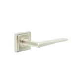 BUR10KIT319 Frelan Hardware Burlington Mayfair Door Handles on Square Stepped Rose Satin Nickel