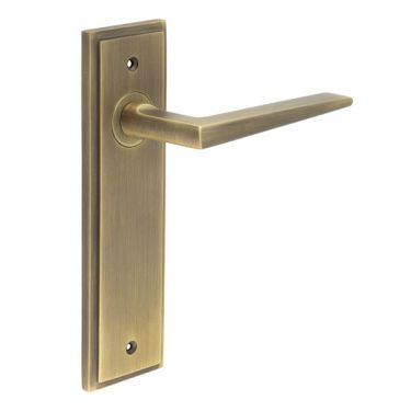 Click Here To Enlarge This Photo Of BUR10KIT8 Frelan Hardware Burlington Mayfair Door Handles on Latch Backplate Antique Brass
