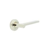 BUR15KIT158 Frelan Hardware Burlington Fitzrovia Door Handles on Chamfered Rose Polished Nickel
