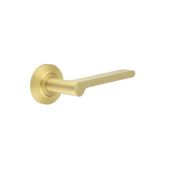 BUR15KIT236 Frelan Hardware Burlington Fitzrovia Door Handles on Chamfered Rose Satin Brass