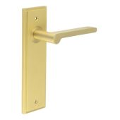BUR15KIT242 Frelan Hardware Burlington Fitzrovia Door Handles on Latch Backplate Satin Brass
