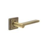 BUR15KIT7 Frelan Hardware Burlington Fitzrovia Door Handles on Square Stepped Rose Antique Brass