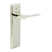 BUR20KIT164 Frelan Hardware Burlington Knightbridge Door Handles on Latch Backplate Polished Nickel