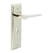 BUR20KIT165 Frelan Hardware Burlington Knightbridge Door Handles on 57mm Lock Backplate Polished Nickel
