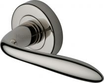 V1750-PNF Heritage Brass Door Handle Lever on Rose Sutton Design Polished Nickel Finish
