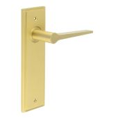 BUR20KIT242 Frelan Hardware Burlington Knightbridge Door Handles on Latch Backplate Satin Brass