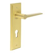 BUR20KIT245 Frelan Hardware Burlington Knightbridge Door Handles on 47.5mm Euro Backplate Satin Brass