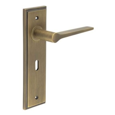 Click Here To Enlarge This Photo Of BUR20KIT9 Frelan Hardware Burlington Knightbridge Door Handles on 57mm Lock Backplate Antique Brass