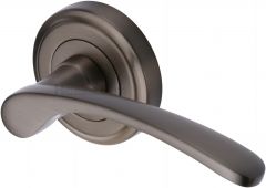 V1900-MB Heritage Brass Door Handle Lever Latch on Round Rose Sophia Design Matt Bronze Finish