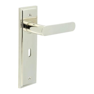 Click Here To Enlarge This Photo Of BUR25KIT165 Frelan Hardware Burlington Kensington Door Handles on 57mm Lock Backplate Polished Nickel