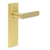 BUR25KIT242 Frelan Hardware Burlington Kensington Door Handles on Latch Backplate Satin Brass