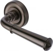 V1932-MB Heritage Brass Door Handle Lever Latch on Round Rose Colonial Design Matt Bronze Finish