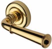 V1932-PB Heritage Brass Door Handle Lever Latch on Round Rose Colonial Design Polished Brass Finish