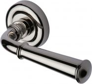 V1932-PNF Heritage Brass Door Handle Lever Latch on Round Rose Colonial Design Polished Nickel Finish