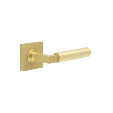 Click Here To Enlarge This Photo Of BUR30KIT240 Frelan Hardware Burlington Westminster Door Handles on Square Plain Rose Satin Brass