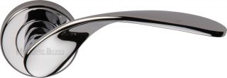 V1950-PC Heritage Brass Door Handle Lever Latch on Round Rose Volo Design Polished Chrome Finish