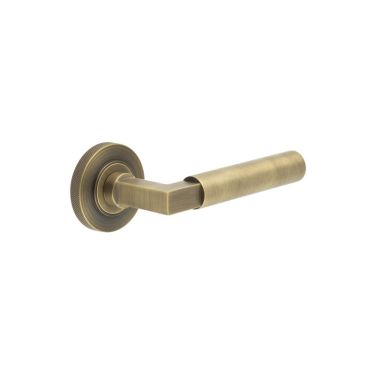 Click Here To Enlarge This Photo Of BUR30KIT5 Frelan Hardware Burlington Westminster Door Handles on Knurled Rose Antique Brass