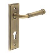 BUR35KIT12 Frelan Hardware Burlington Highgate Door Handles on 72mm Din Euro Backplate Satin Brass