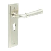 BUR35KIT323 Frelan Hardware Burlington Highgate Door Handles on 47.5mm Euro Backplate Satin Nickel