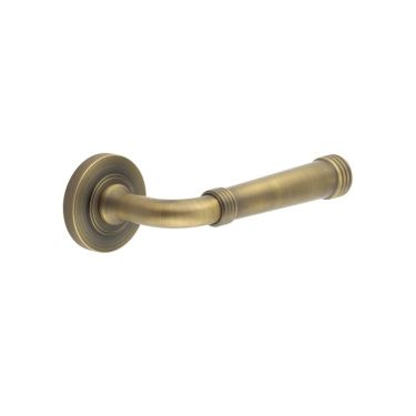 Click Here To Enlarge This Photo Of BUR35KIT5 Frelan Hardware Burlington Highgate Door Handles on Knurled Rose Antique Brass
