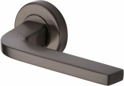 V2015-MB Heritage Brass Door Handle Lever on Rose Bellagio Design Matt Bronze Finish