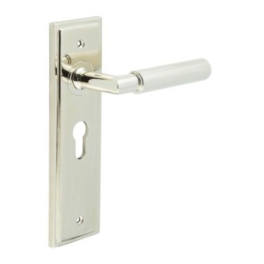 Click Here To Enlarge This Photo Of BUR40KIT167 Frelan Hardware Burlington Piccadilly Door Handles on 47.5mm Euro Backplate Polished Nickel