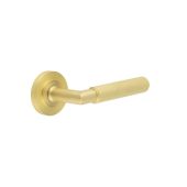 BUR40KIT235 Frelan Hardware Burlington Piccadilly Door Handles on Plain Rose Satin Brass