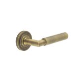 BUR40KIT3 Frelan Hardware Burlington Piccadilly Door Handles on Stepped Rose Antique Brass