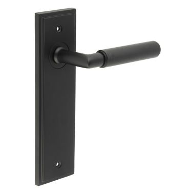 Click Here To Enlarge This Photo Of BUR40KIT333 Frelan Hardware Burlington Piccadilly Door Handles on Latch Backplate Matt Black